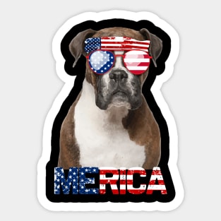 Merica Boxer Dog American Flag 4Th Of July Sticker